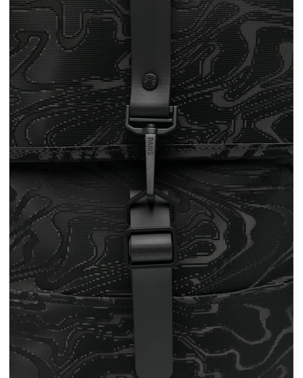 Rains Black Swirl-Print Buckle-Fastening Backpack for men