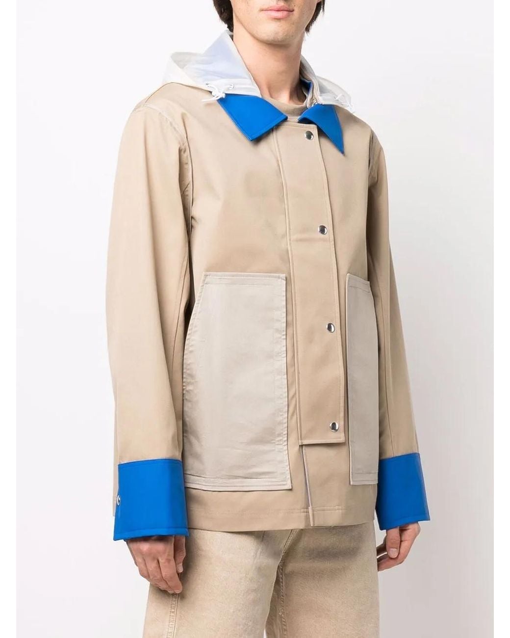 Helmut Lang Blue Colour-Block Single-Breasted Jacket
