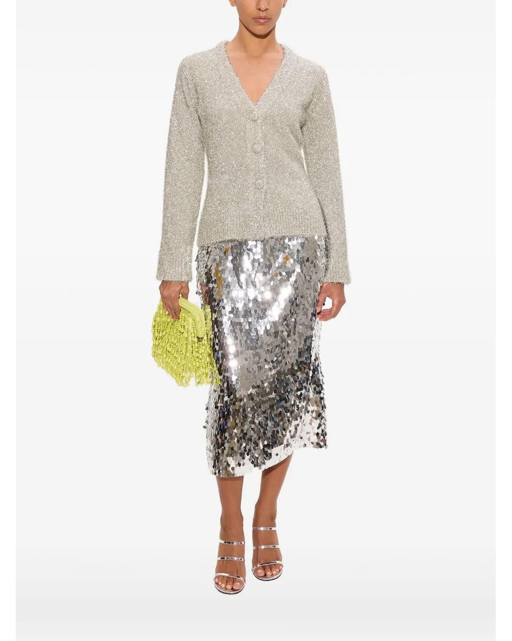 Simon Miller White Briar Tinsel-Knit Cardigan