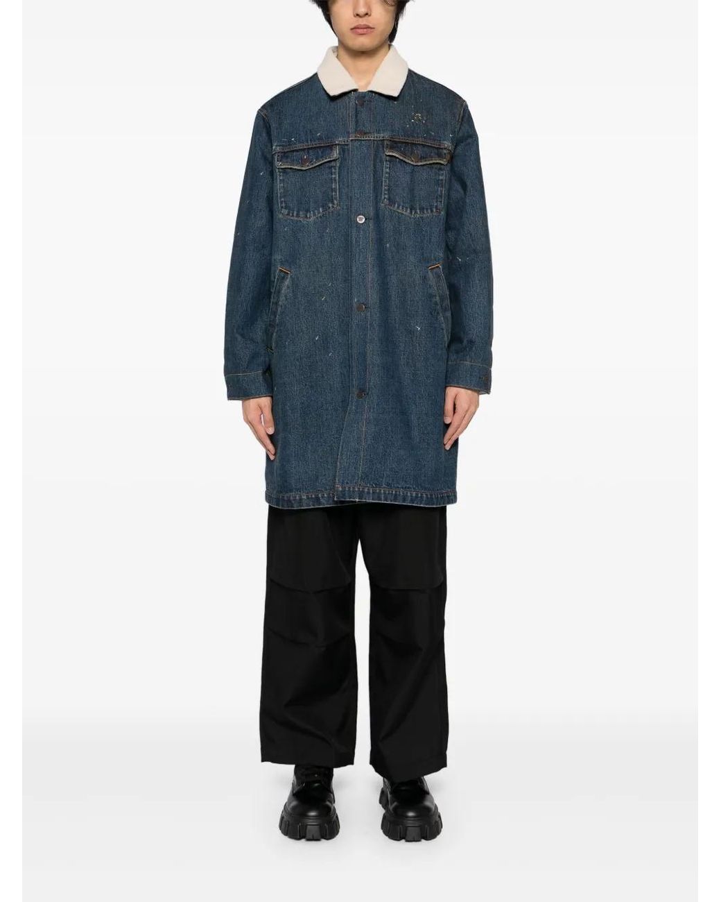 Undercover Blue Single-Breasted Coat for men