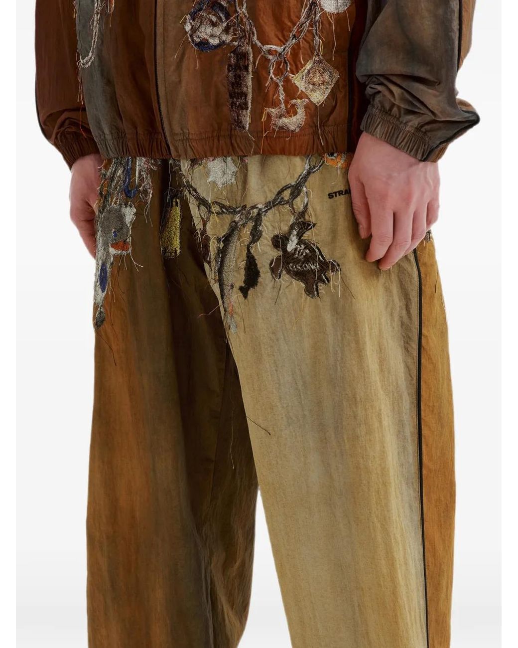 Doublet Natural Embroidered Distressed Trousers for men