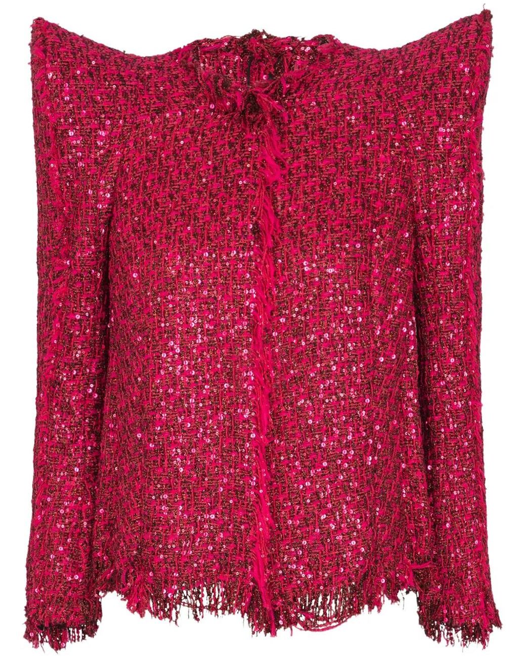 Balmain Red Glitter Tweed Jacket