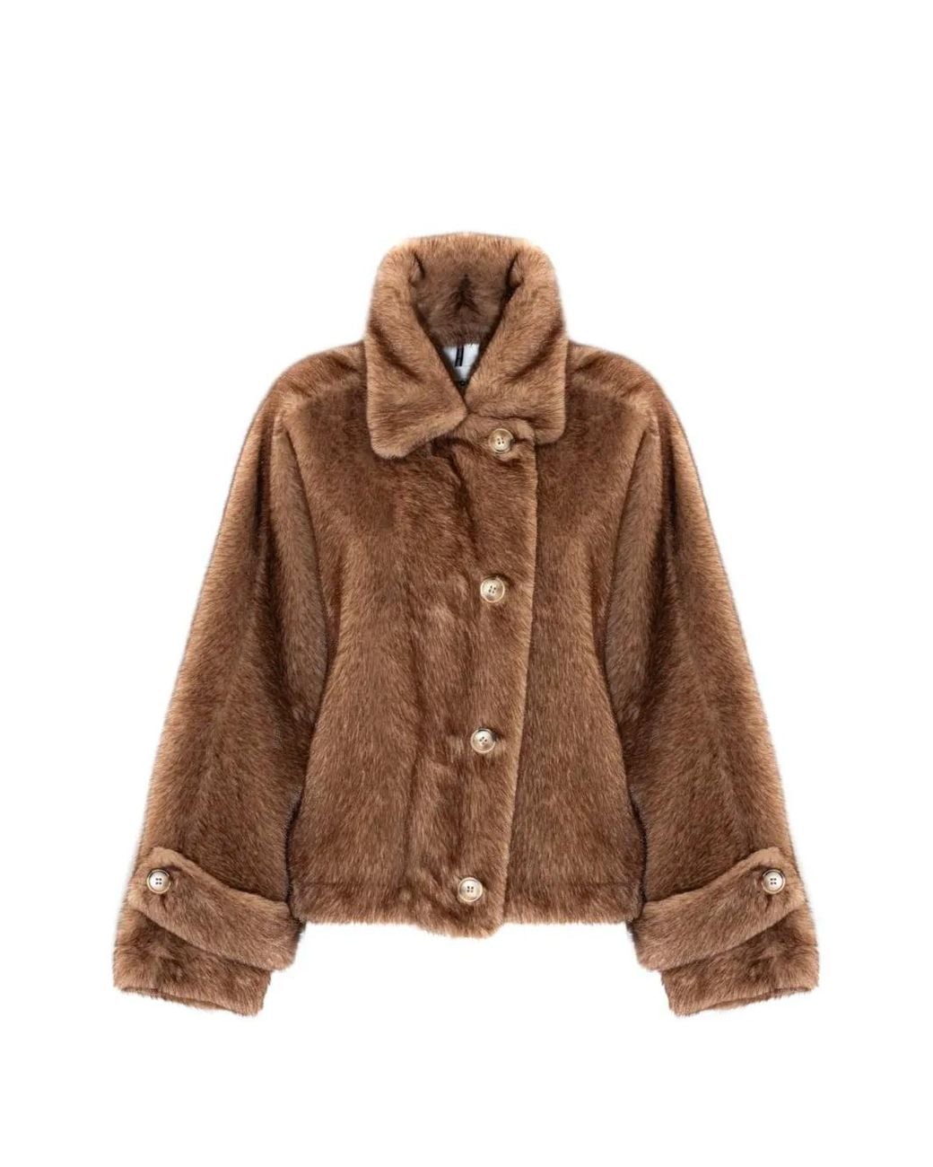 S.W.O.R.D Brown Faux-Fur Button-Up Jacket