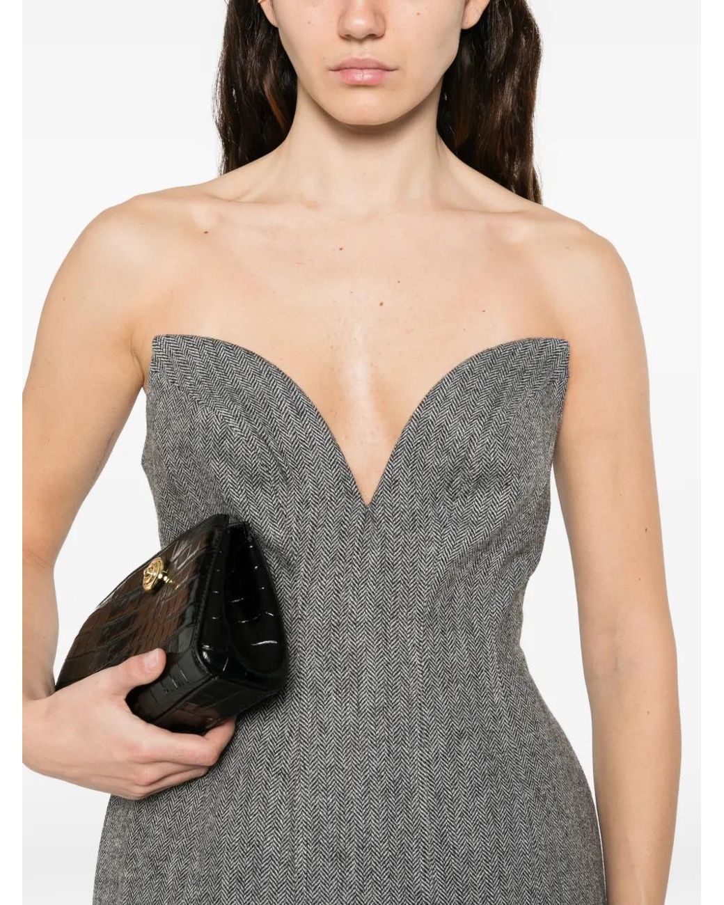 Self-Portrait Sleeveless Mini Dress in Gray | Lyst