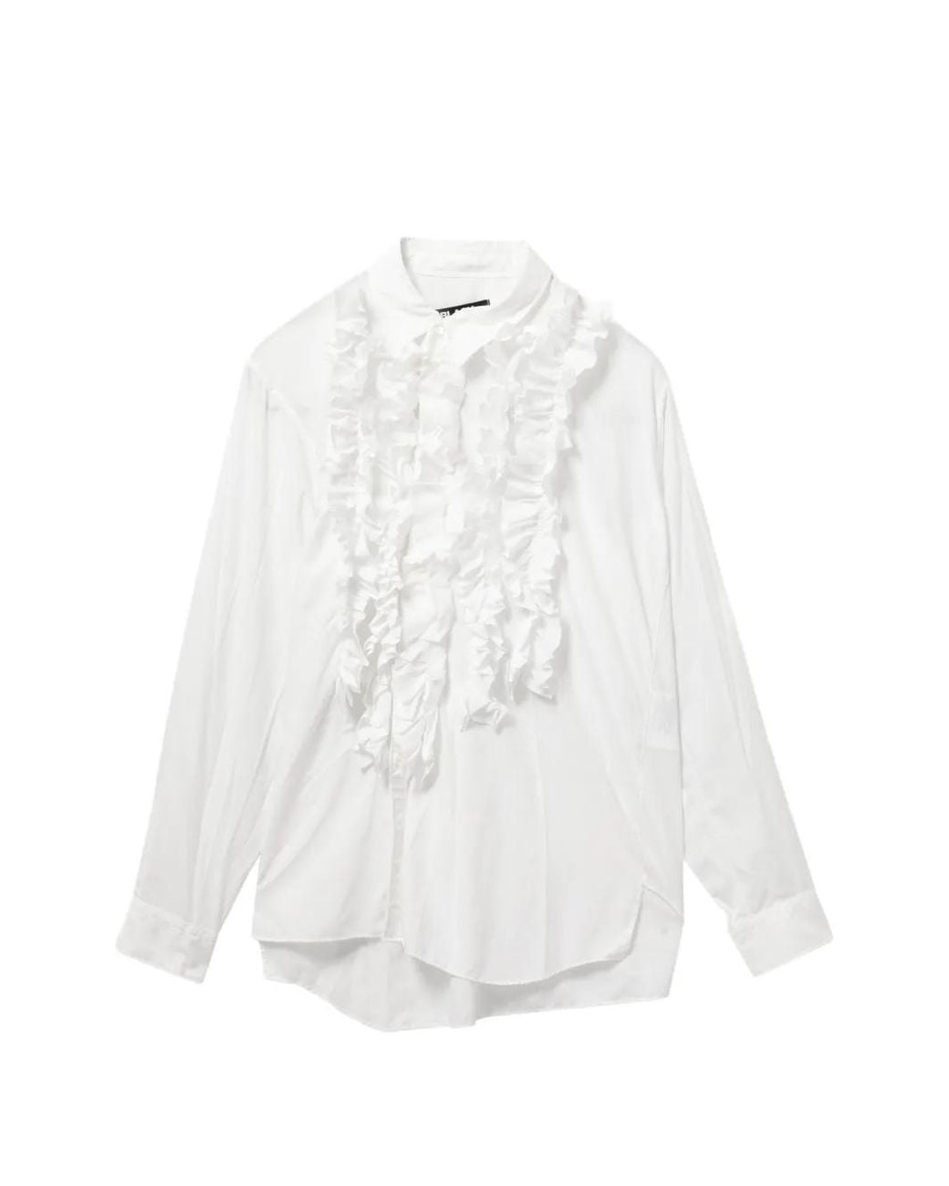 COMME DES GARÇON BLACK White Ruffled Long-Sleeve Blouse
