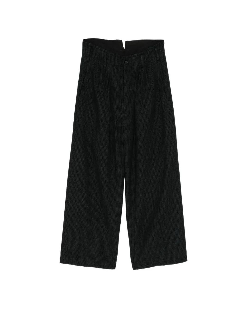 Nude:mm Black Houndstooth-Pattern Pleated Trousers for men