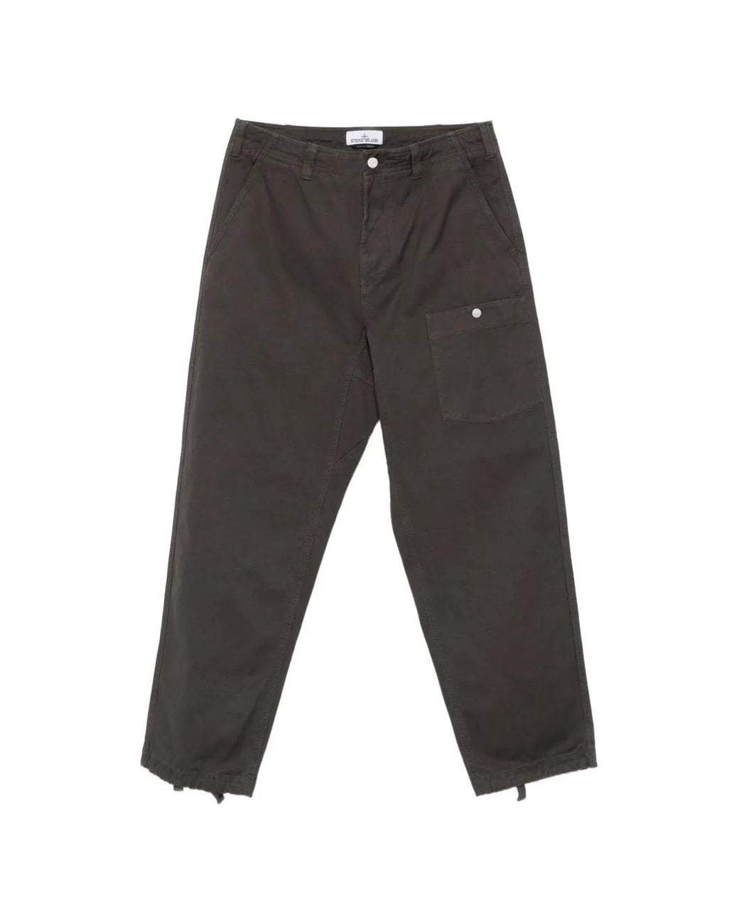 Stone Island Gray 3100038 Slub Cotton Batavia-Tc_S.I. Marina Cargo Trousers for men