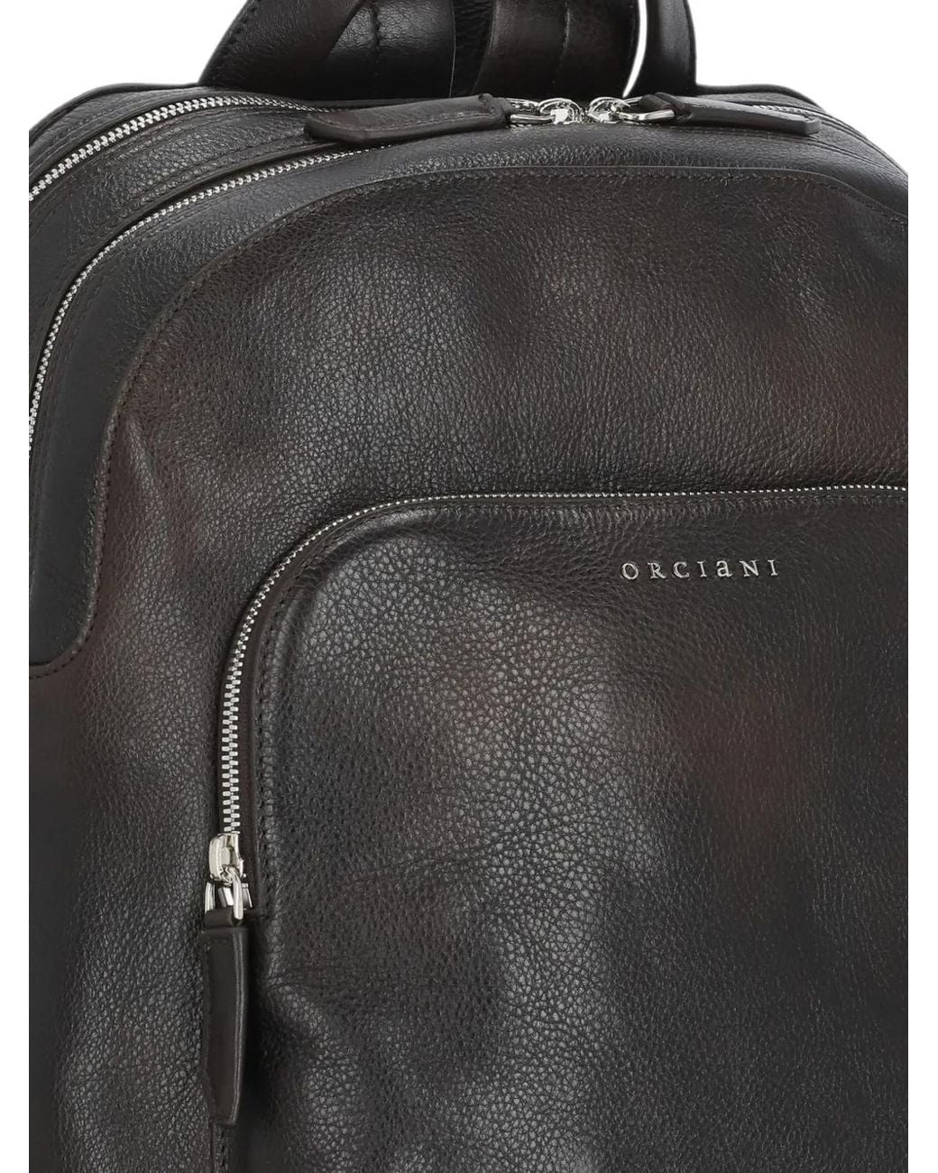 Orciani Black Work Lagoon Grained Leather Backpack for men