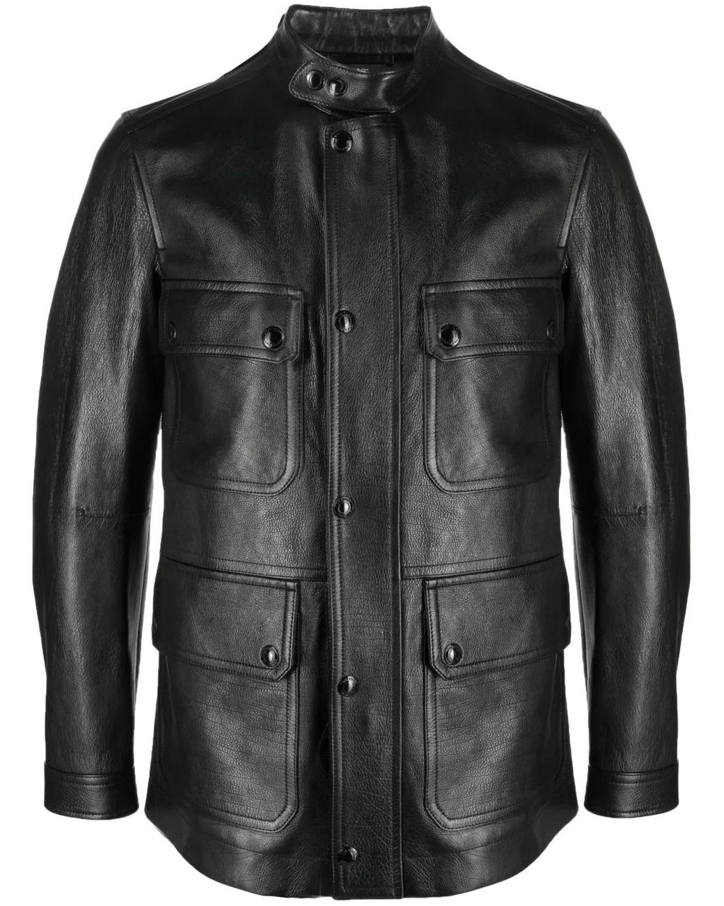 Tom Ford Black Zip-Up Leather Jacket for men