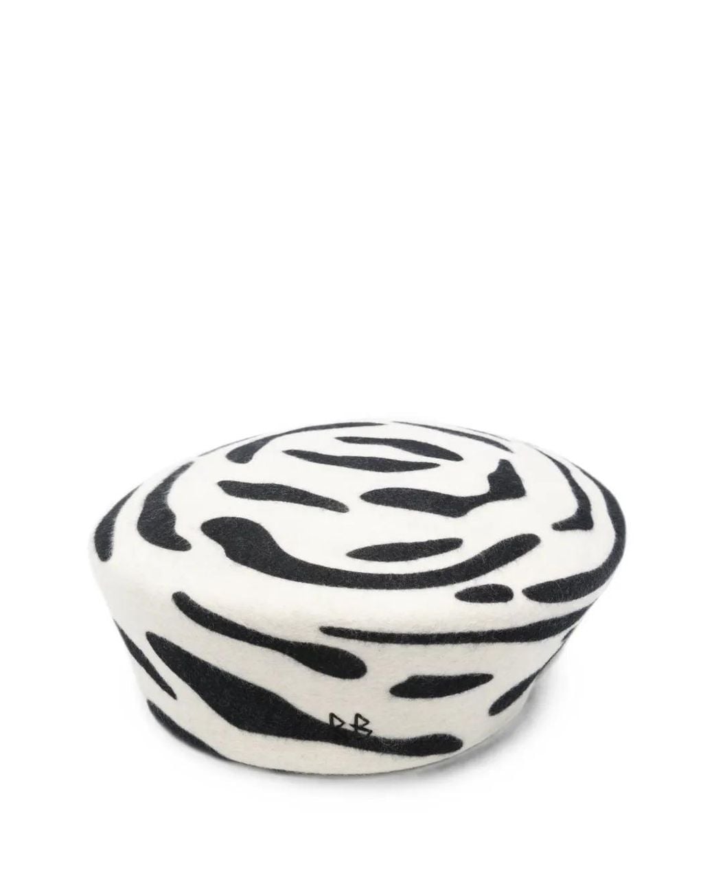 Ruslan Baginskiy White Zebra-Pattern Embroidered Beret
