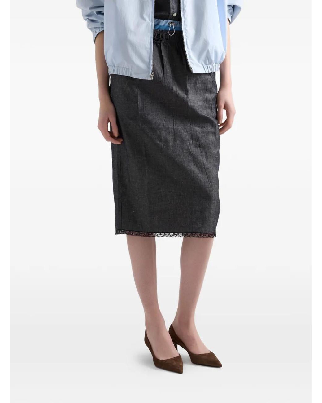 Prada Chambray Rok in het Black