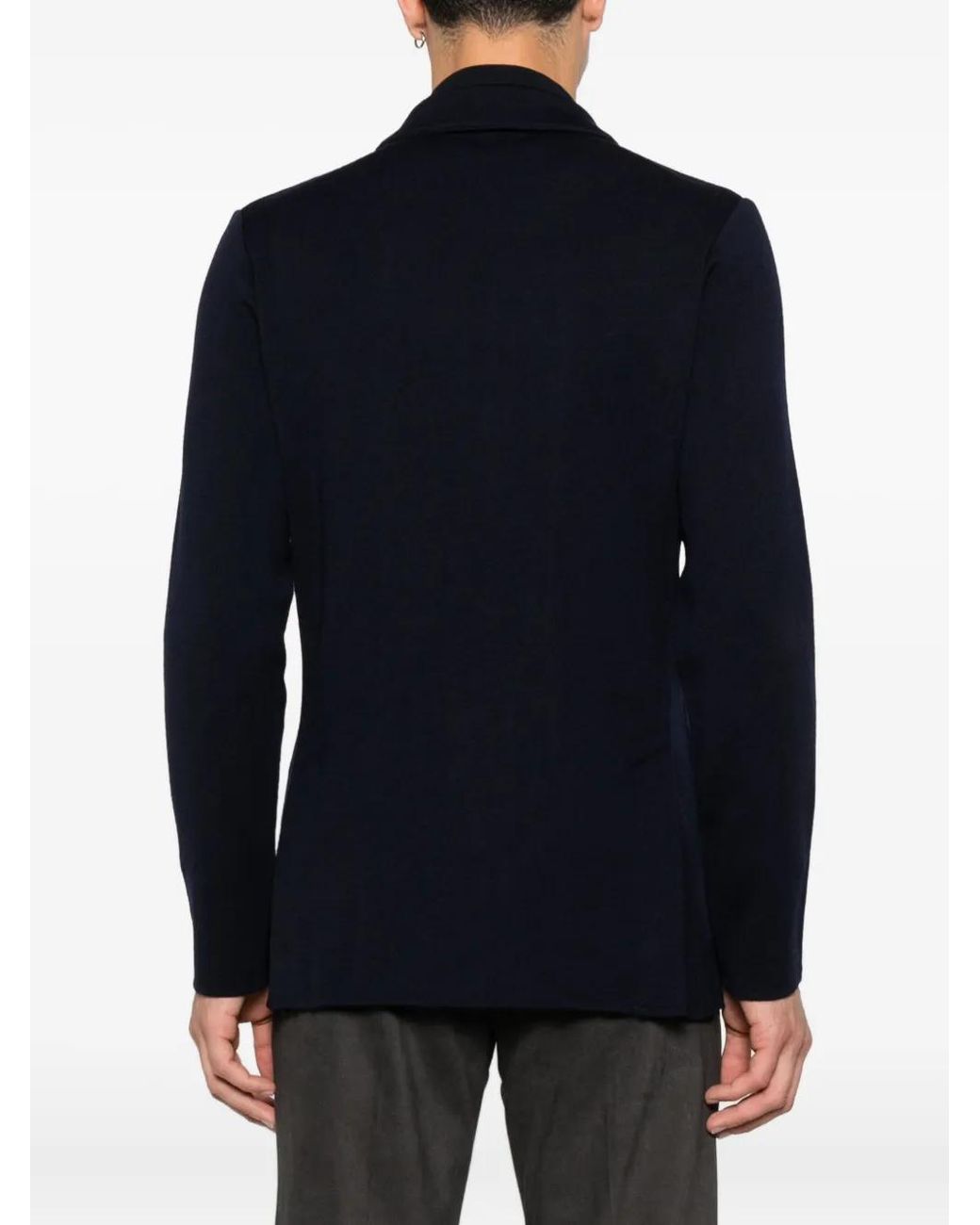 Lardini Blue Double-Breasted Patch-Pocket Jacket for men
