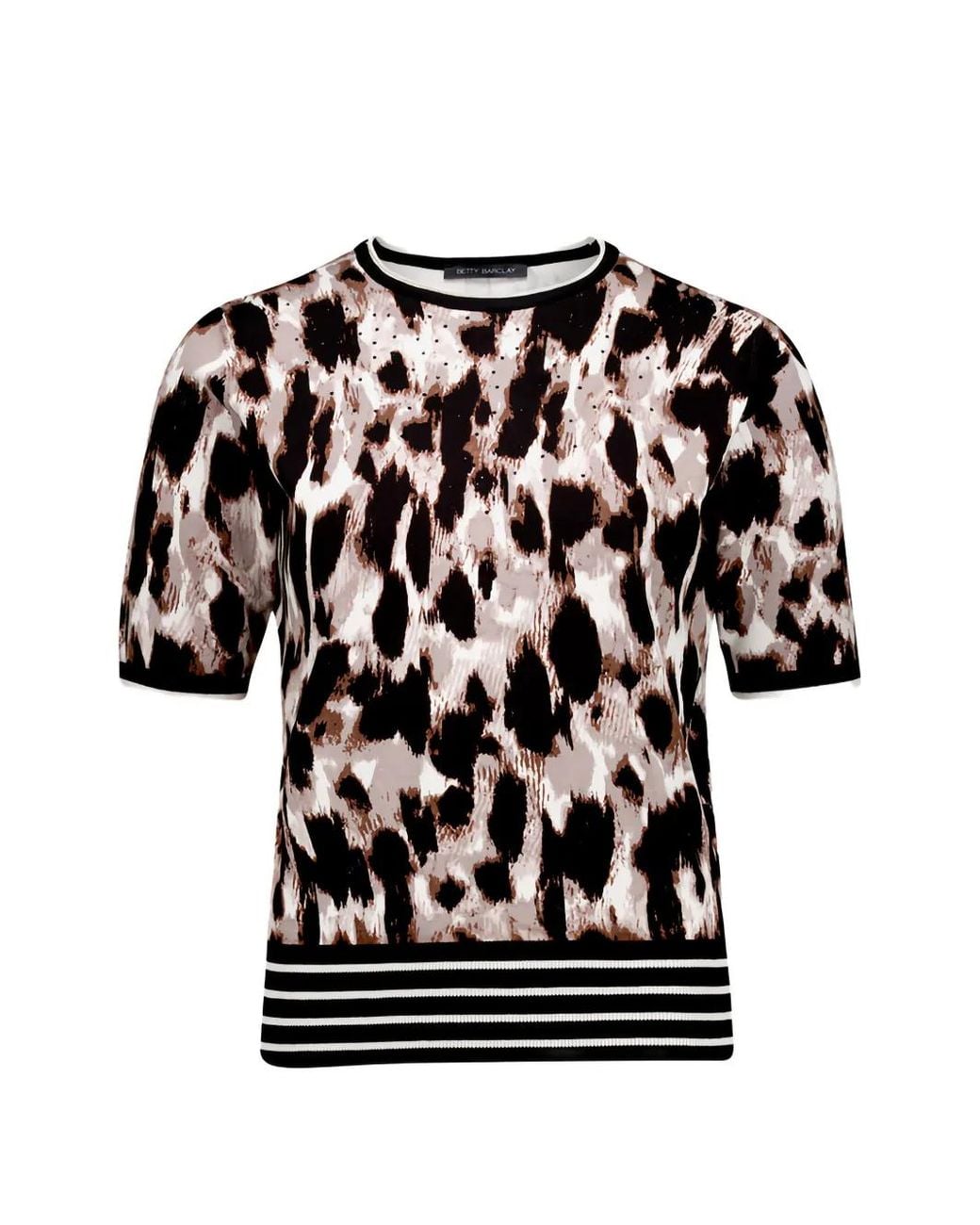 Betty Barclay Black Leopard-Print Short-Sleeved T-Shirt