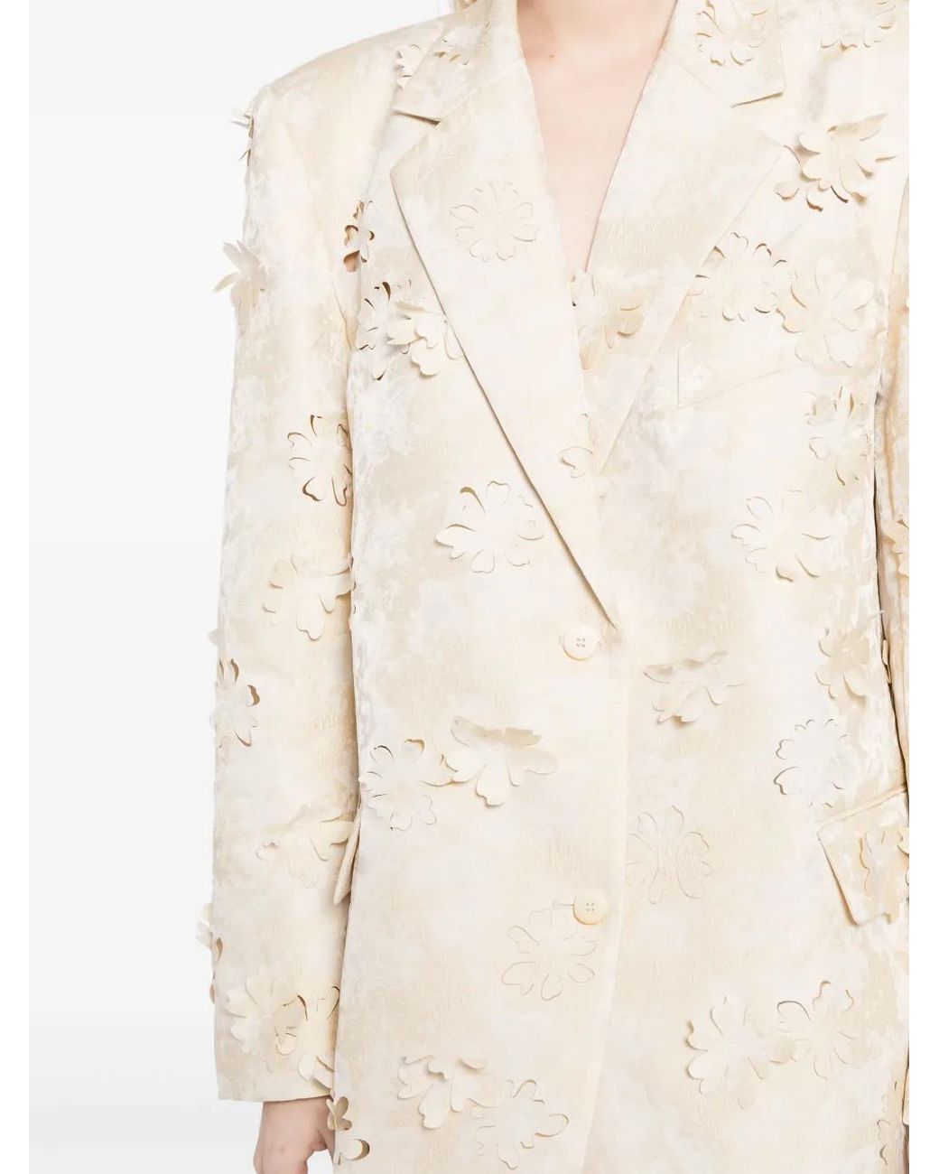 JNBY Natural Floral-Appliqué Single-Breasted Blazer