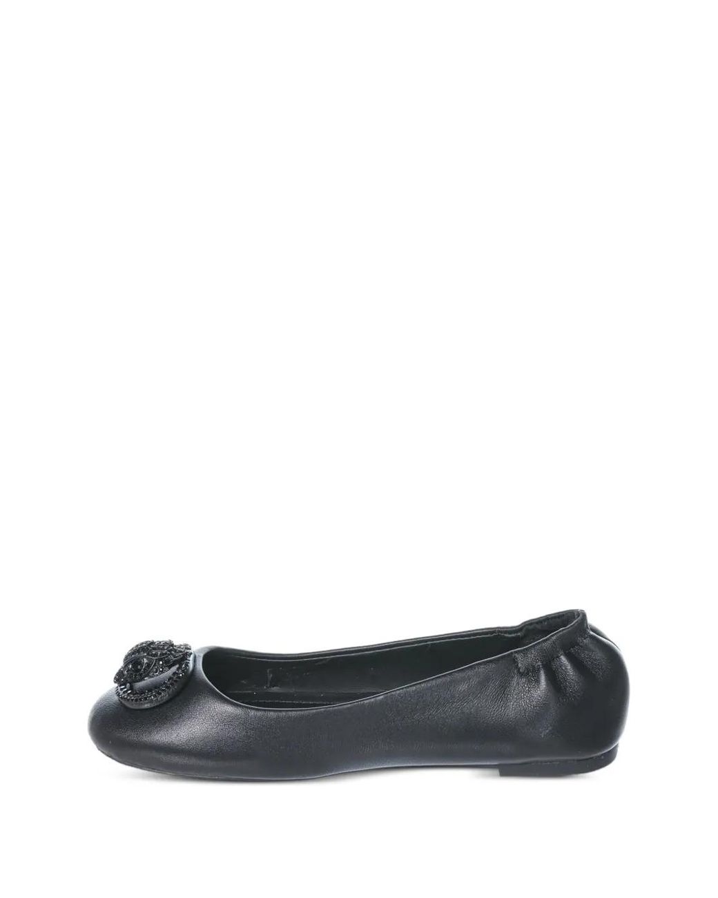 Kurt Geiger Gray Chelsea Eagle-Plaque Ballet Flats