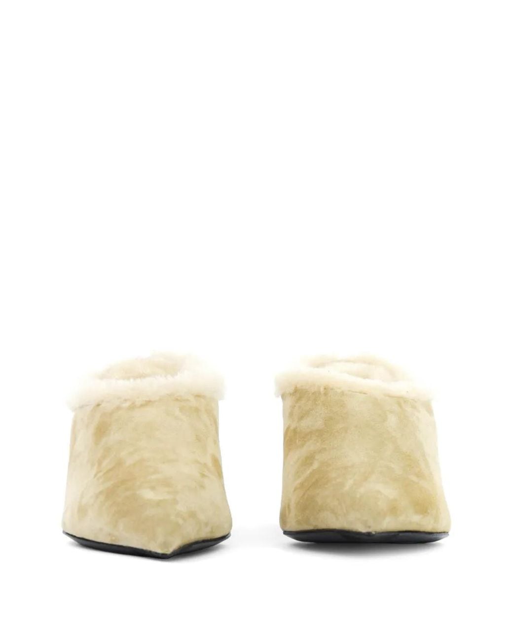 Guglielmo Rotta Natural Shearling-Trim Suede Pumps