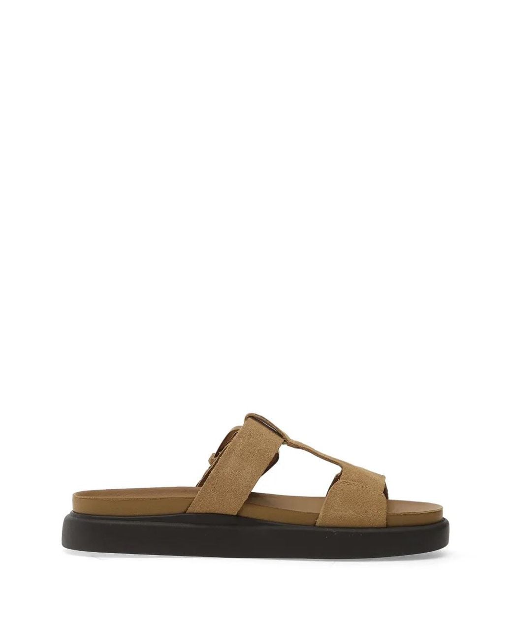 Clarks Brown Aristella West Buckle-Fastening Flat Sandals