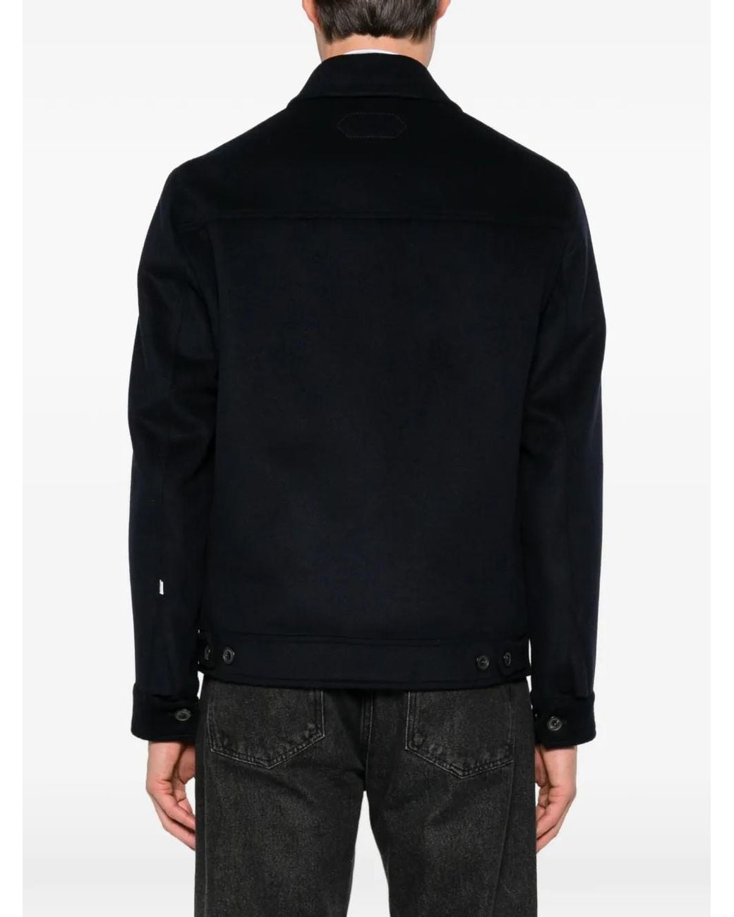 NEW YORK RESIDENT Black Flap-Pocket Buttoned Jacket for men