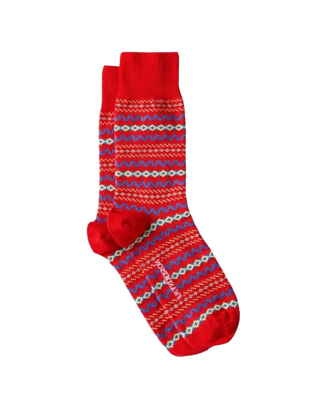 J.W. Anderson Red Fair Isle-Knit Socks