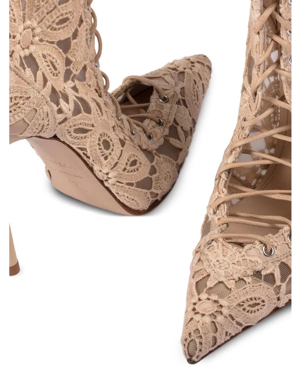 Le Silla Natural Chantilly Lace-Up Ankle Boots