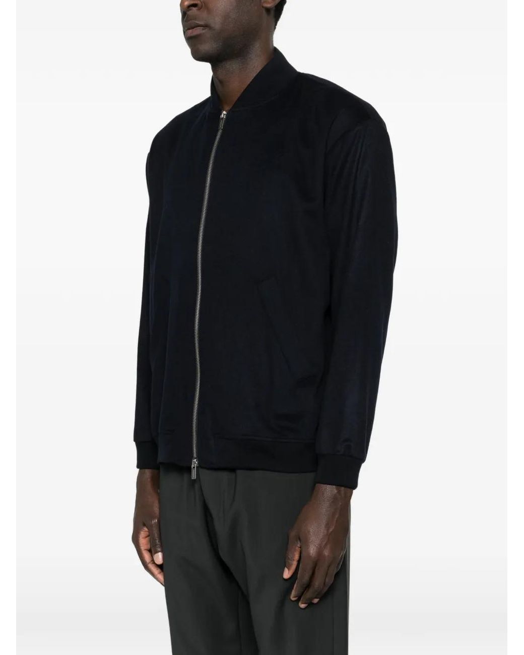 Barena Black Zip-Up Cashmere Bomber Jacket for men