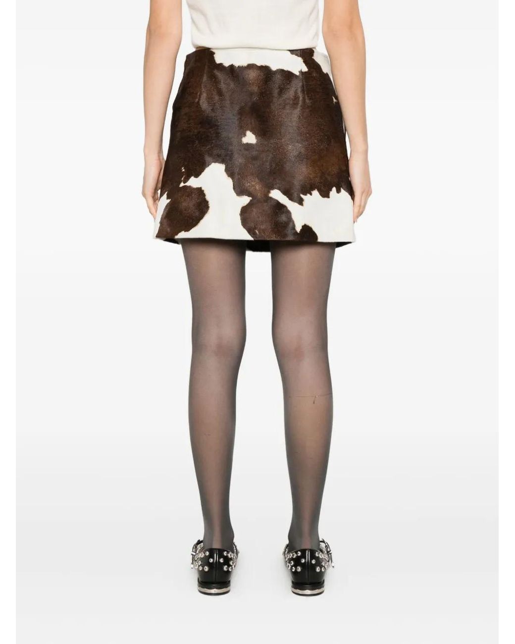 Moschino Brown Cow-Print Mini Skirt