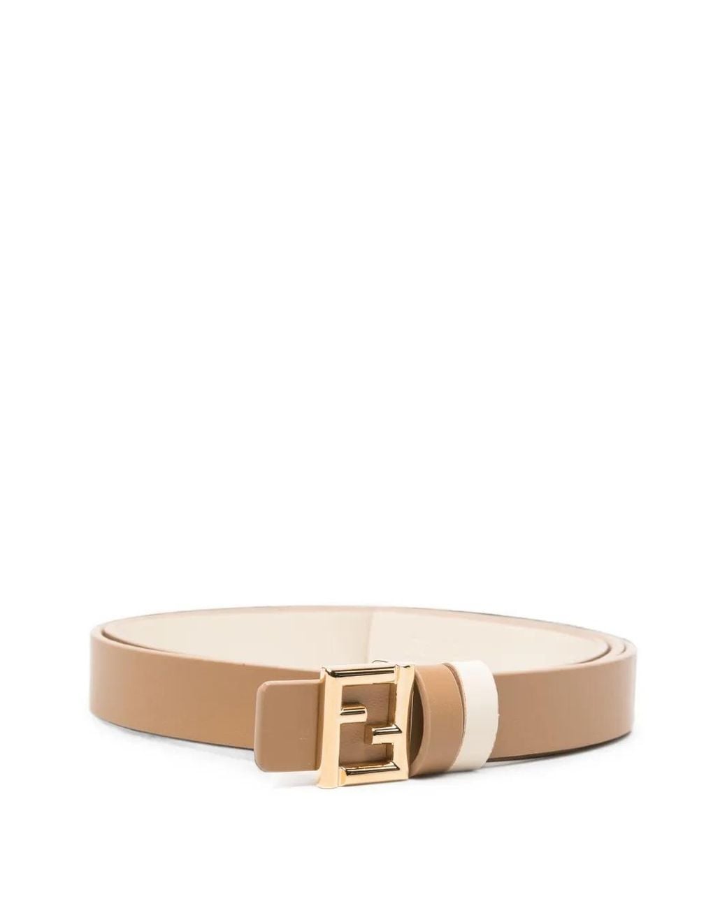 Fendi White Ff Leather 20 Mm Reversible Belt