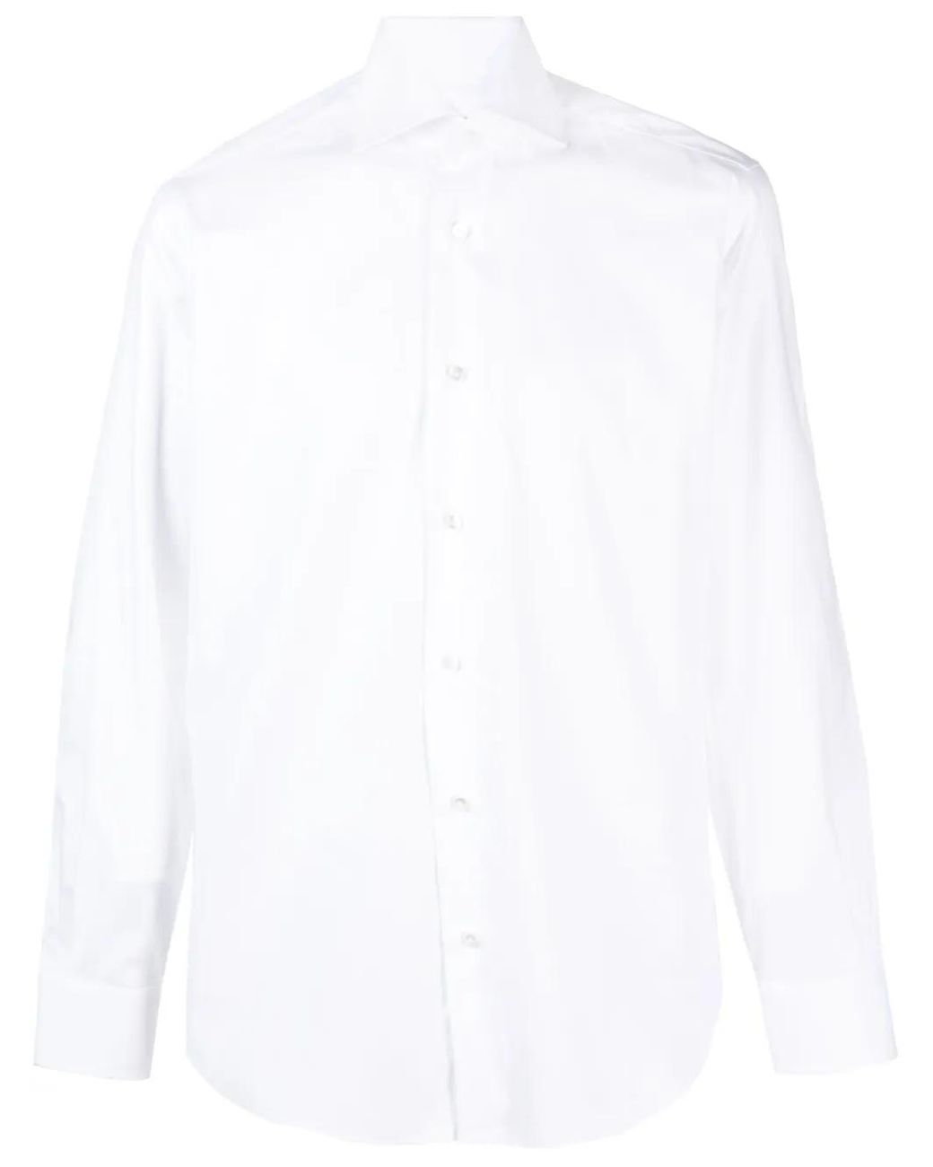 Barba Napoli White Spread-Collar Cotton Shirt for men