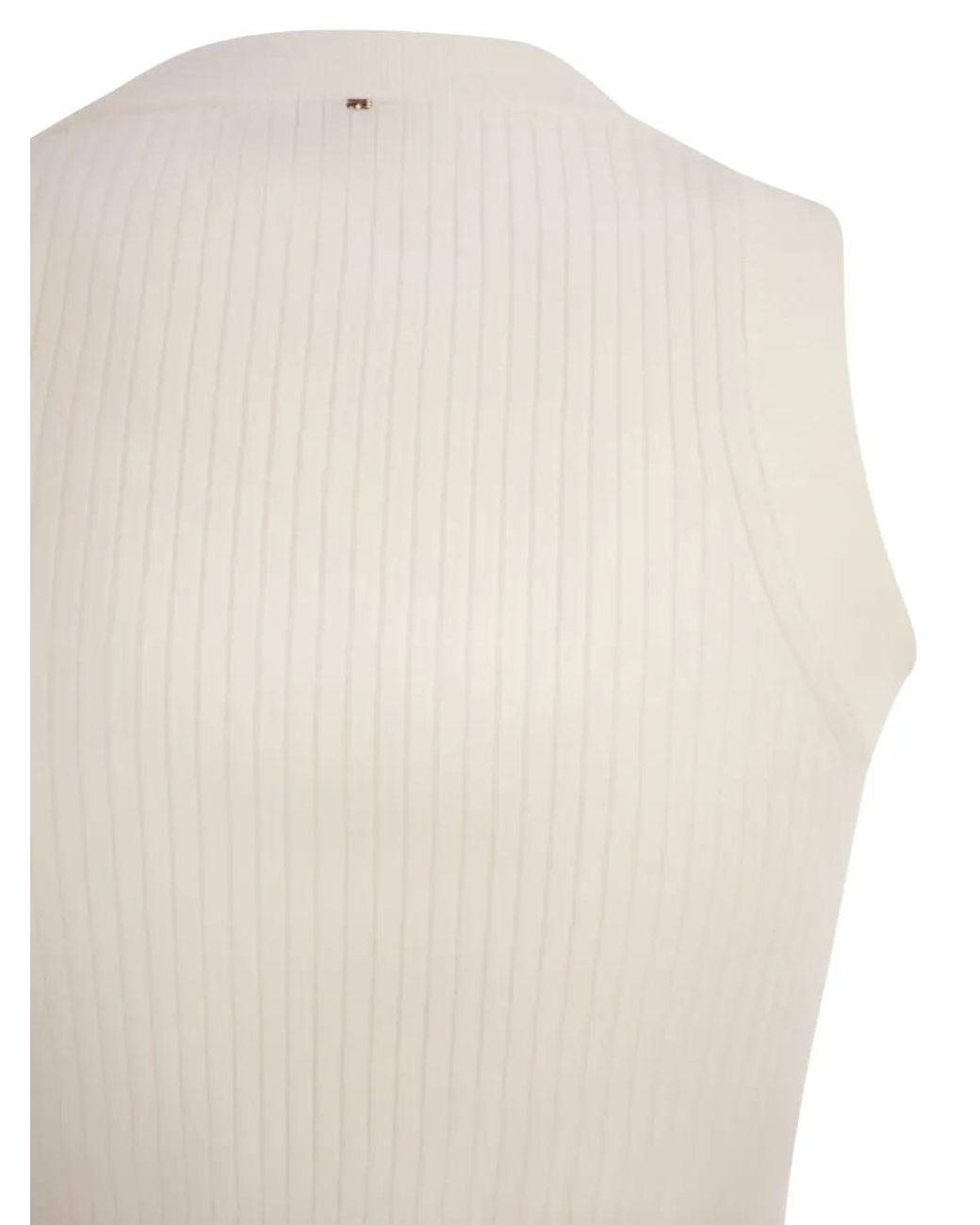 Sportmax White Tione Ribbed Top