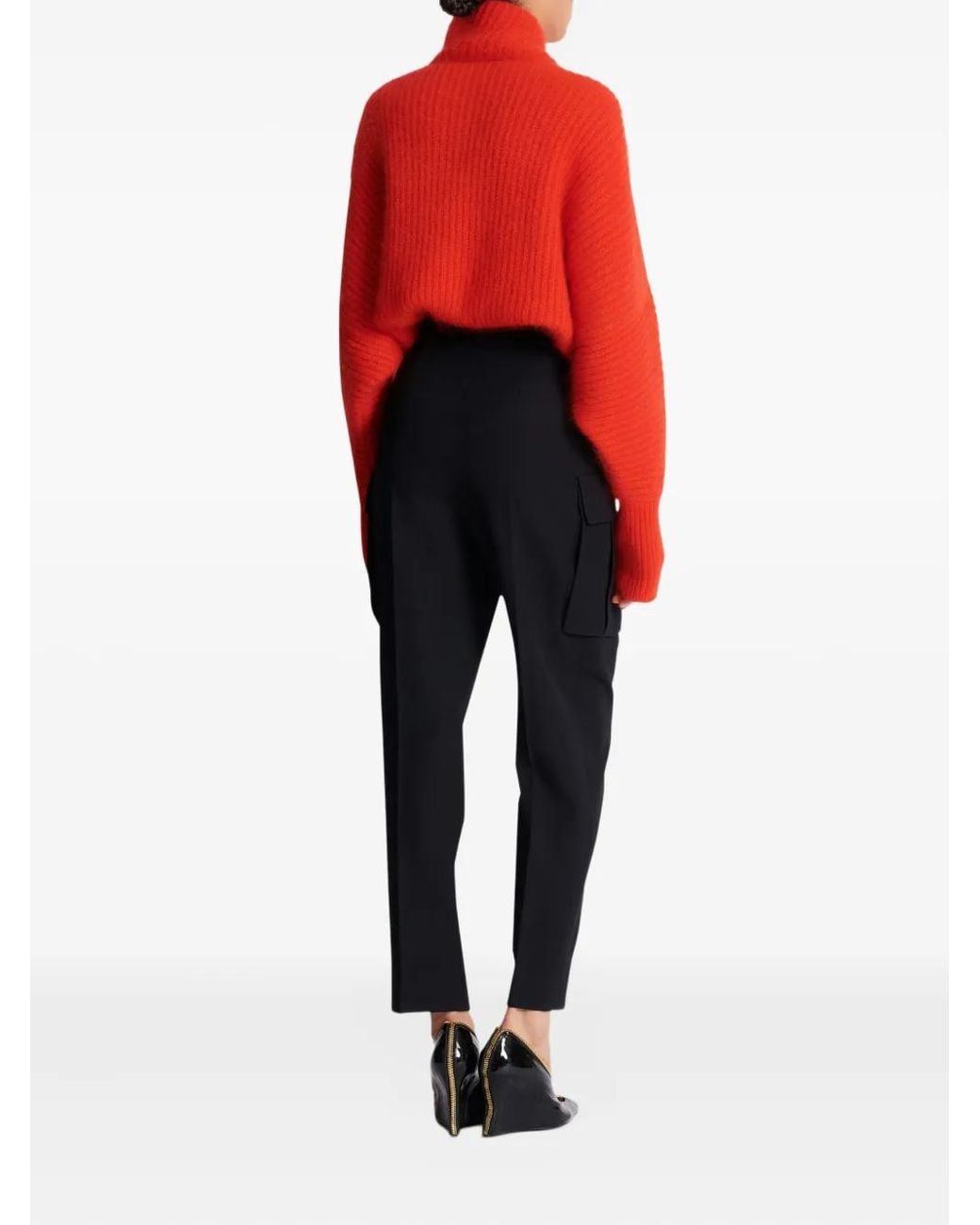Balmain Black Cargo-Pockets Wool Straight Trousers