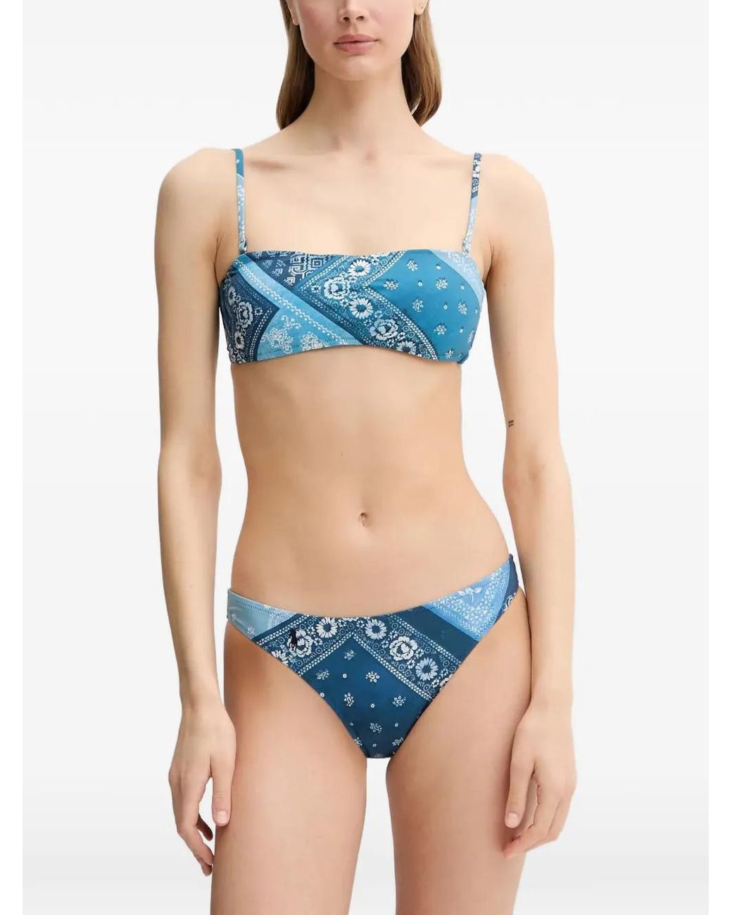 Polo Ralph Lauren Blue Paisley-Print Bandeau Bikini Top