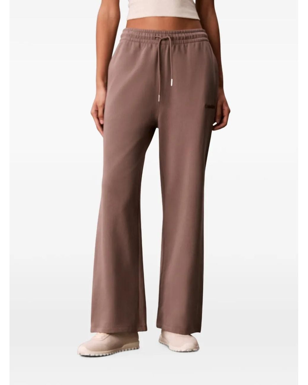 Calvin Klein Brown Logo-Embroidered Drawstring Track Pants