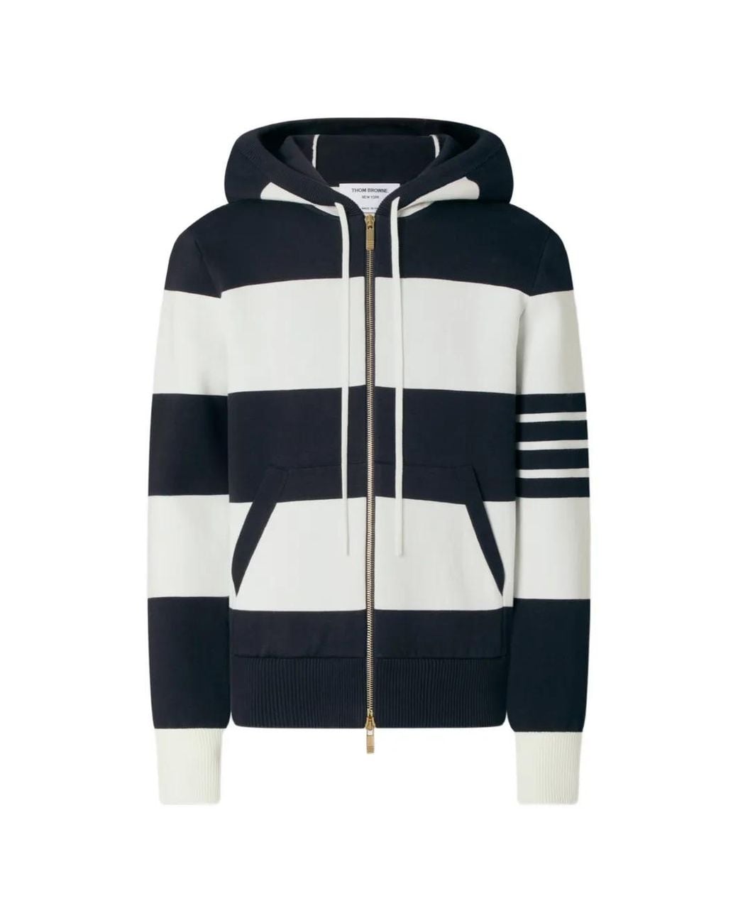 Thom Browne Blue Hector 4-Bar Rugby Zip-Up Hoodie for men