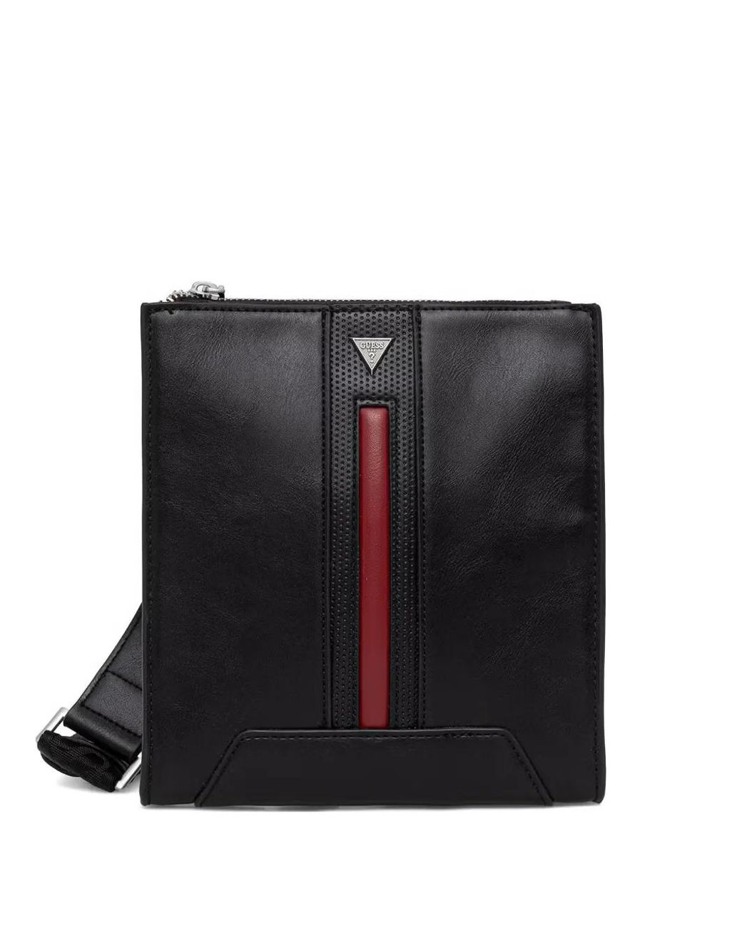 Guess Black Torino Logo-Plaque Messenger Bag for men