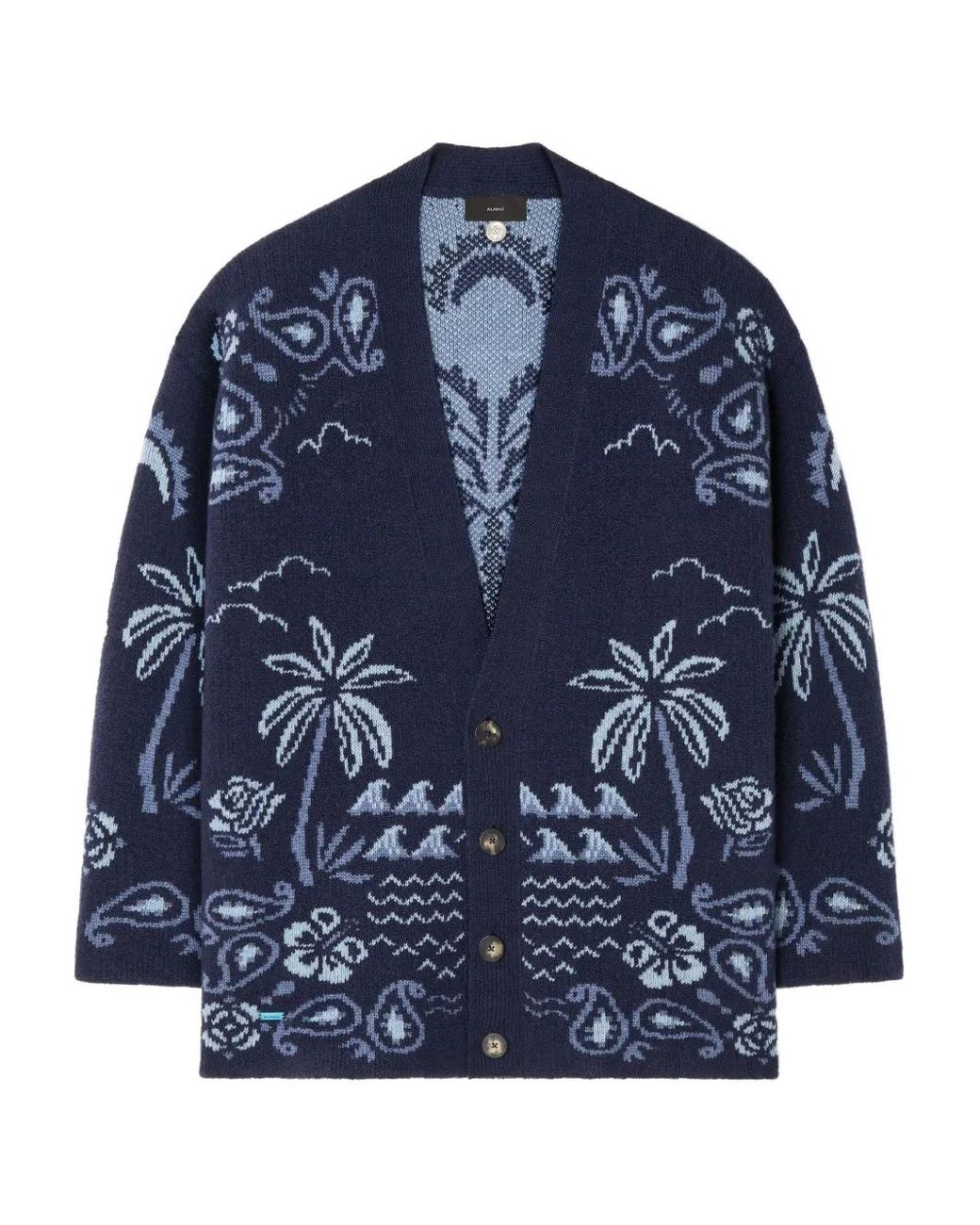 Alanui Blue Cardigan À Motif Cachemire for men
