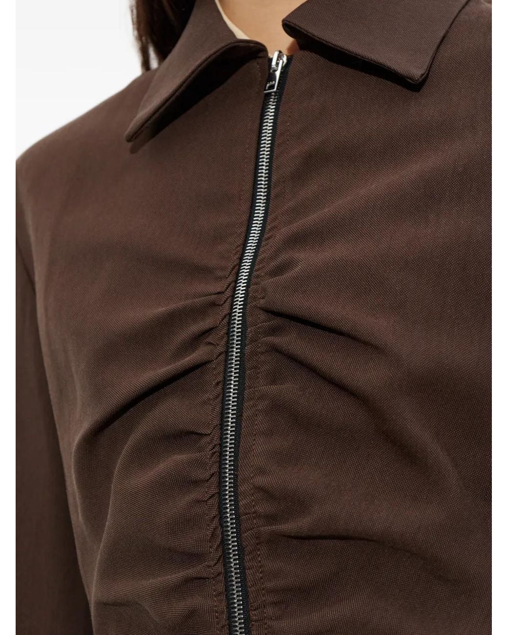 IRO Brown Ruched Zip-Up Jacket