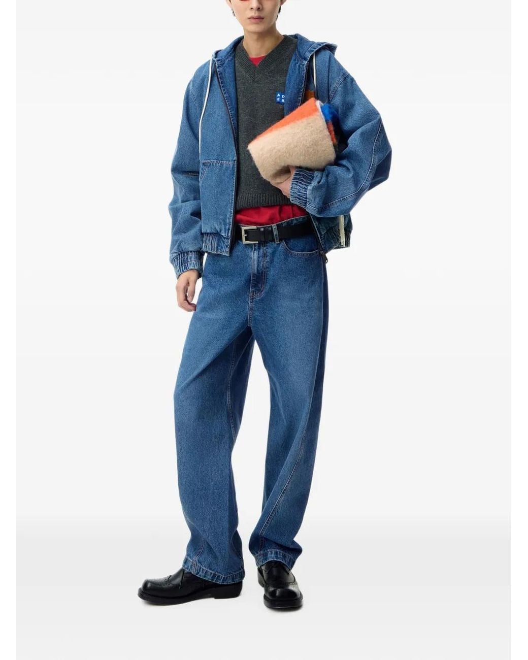 Adererror Blue Hooded Zip-Up Jacket