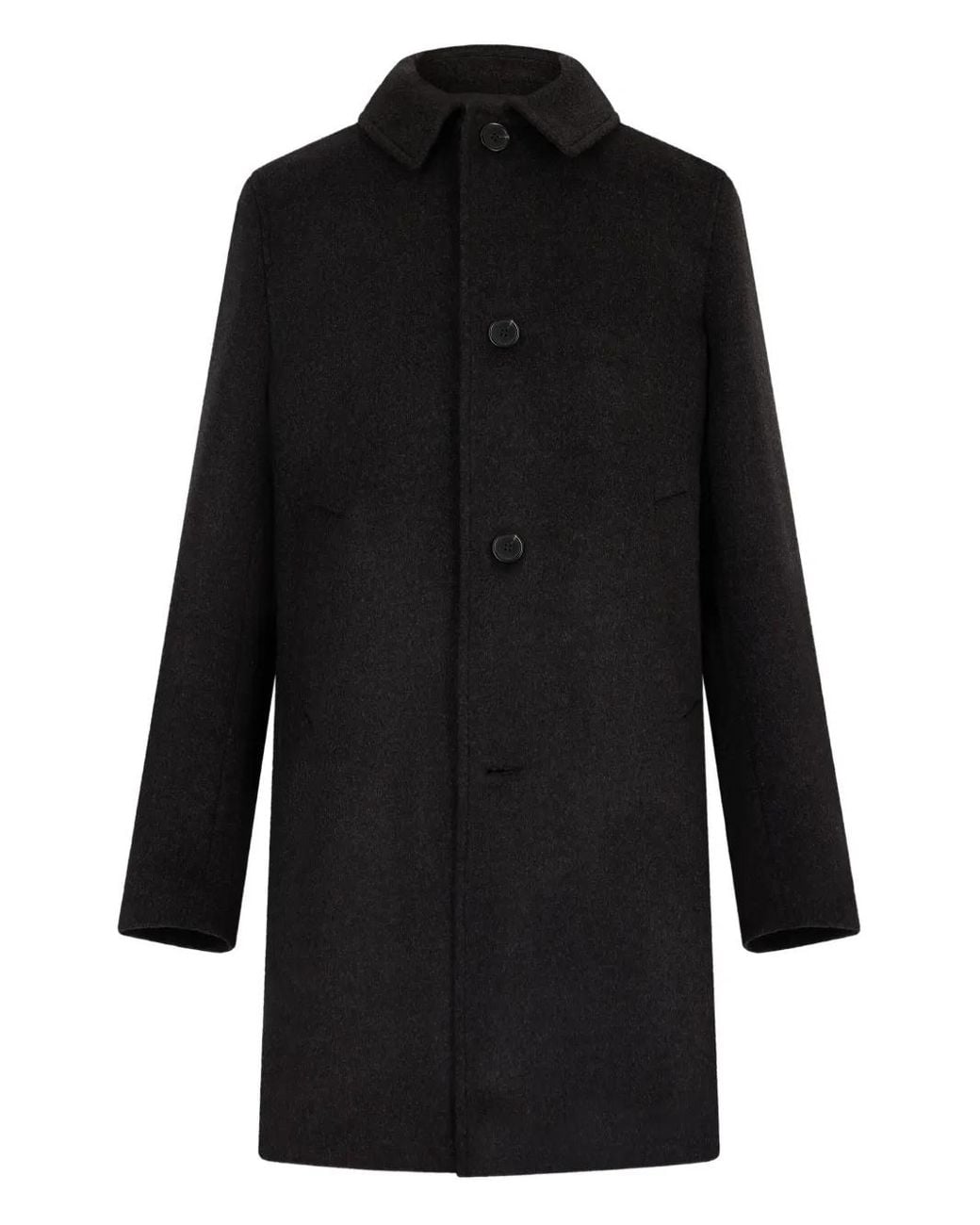 Fursac Black Button-Fastening Coat for men