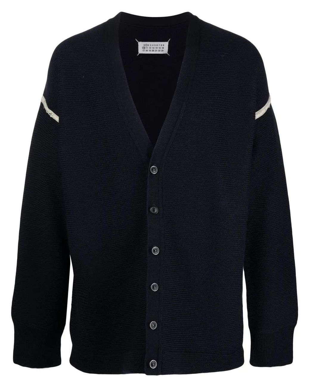 Maison Margiela Blue Elbow-Patch Cardigan