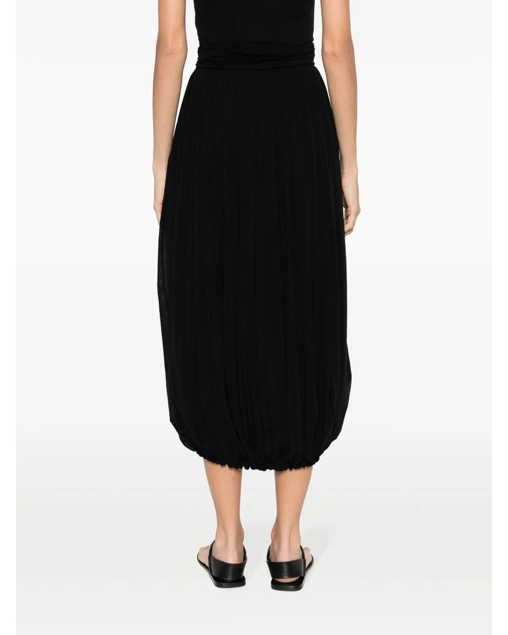 Philosophy Di Lorenzo Serafini Black Pleated Puffball Midi Skirt