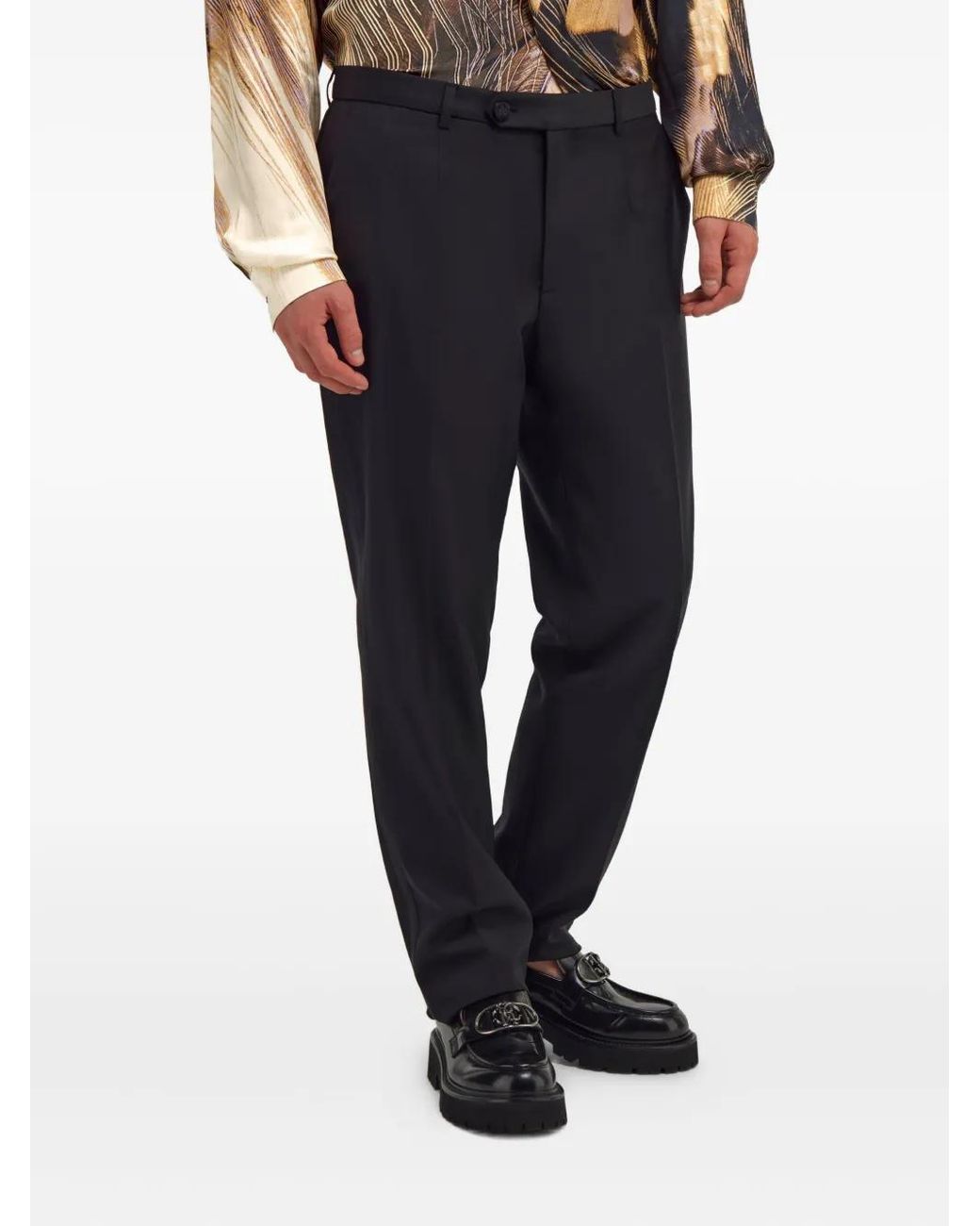 Roberto Cavalli Blue Pleated-Front Trousers for men