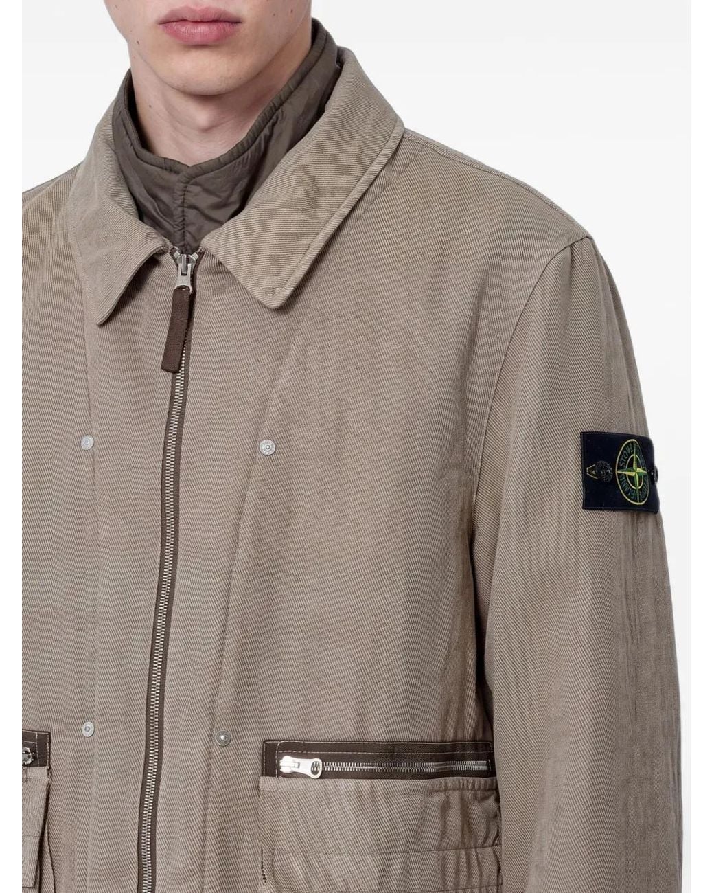Stone Island Gray 4100043 Diagonal Cotton Wool-Tc Jacket for men
