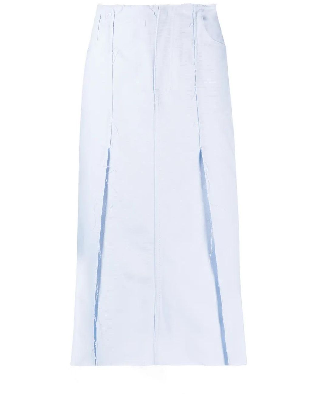 Raf Simons White High-Waisted Denim Midi Skirt