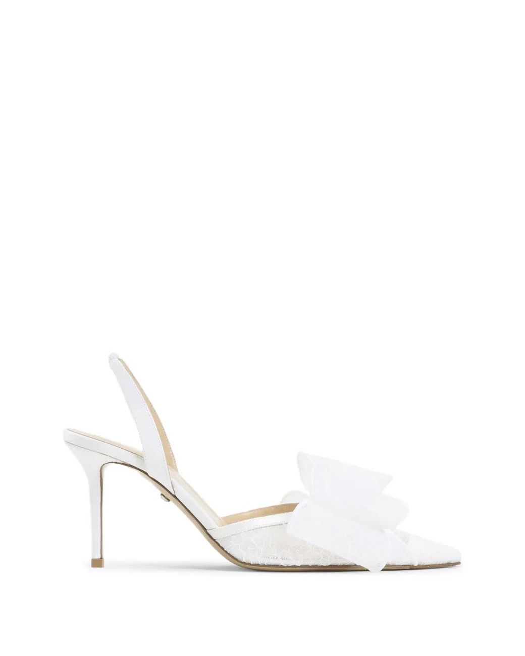 Mach & Mach White Bow Lace Pumps
