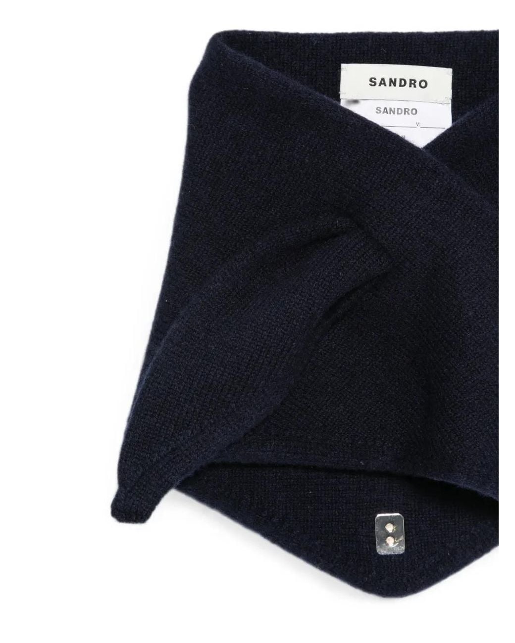 Sandro Blue Logo-Plaque Scarf