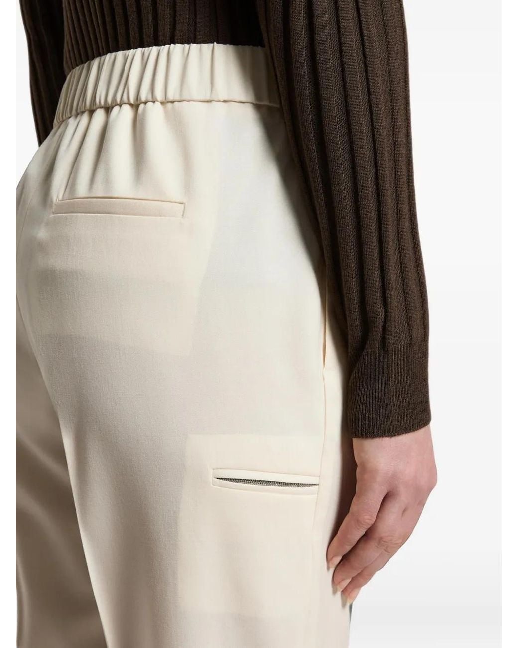 Peserico Natural Elasticated-Waistband Cropped Trousers