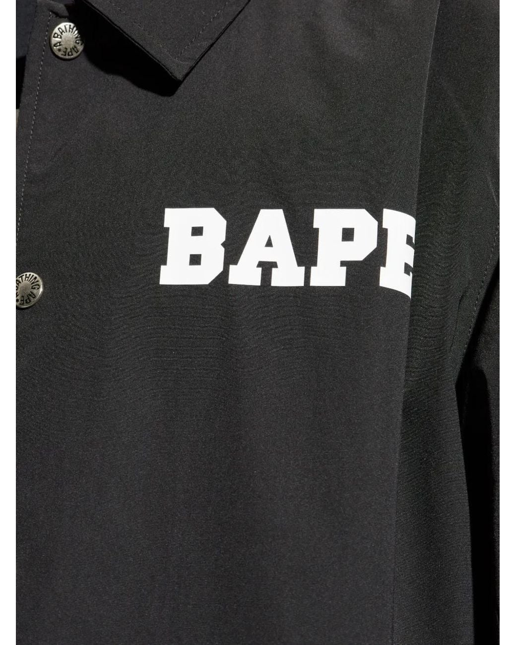A Bathing Ape Black College Coach Logo Jacket for men