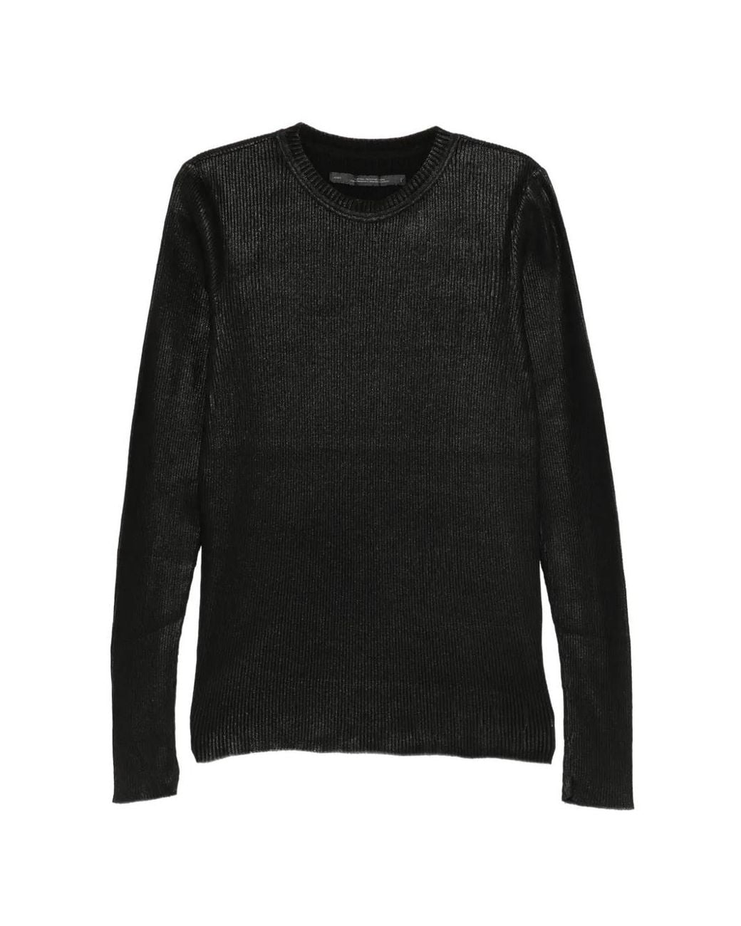 Julius Black Ribbed-Knit Metallic-Finish Sweater for men