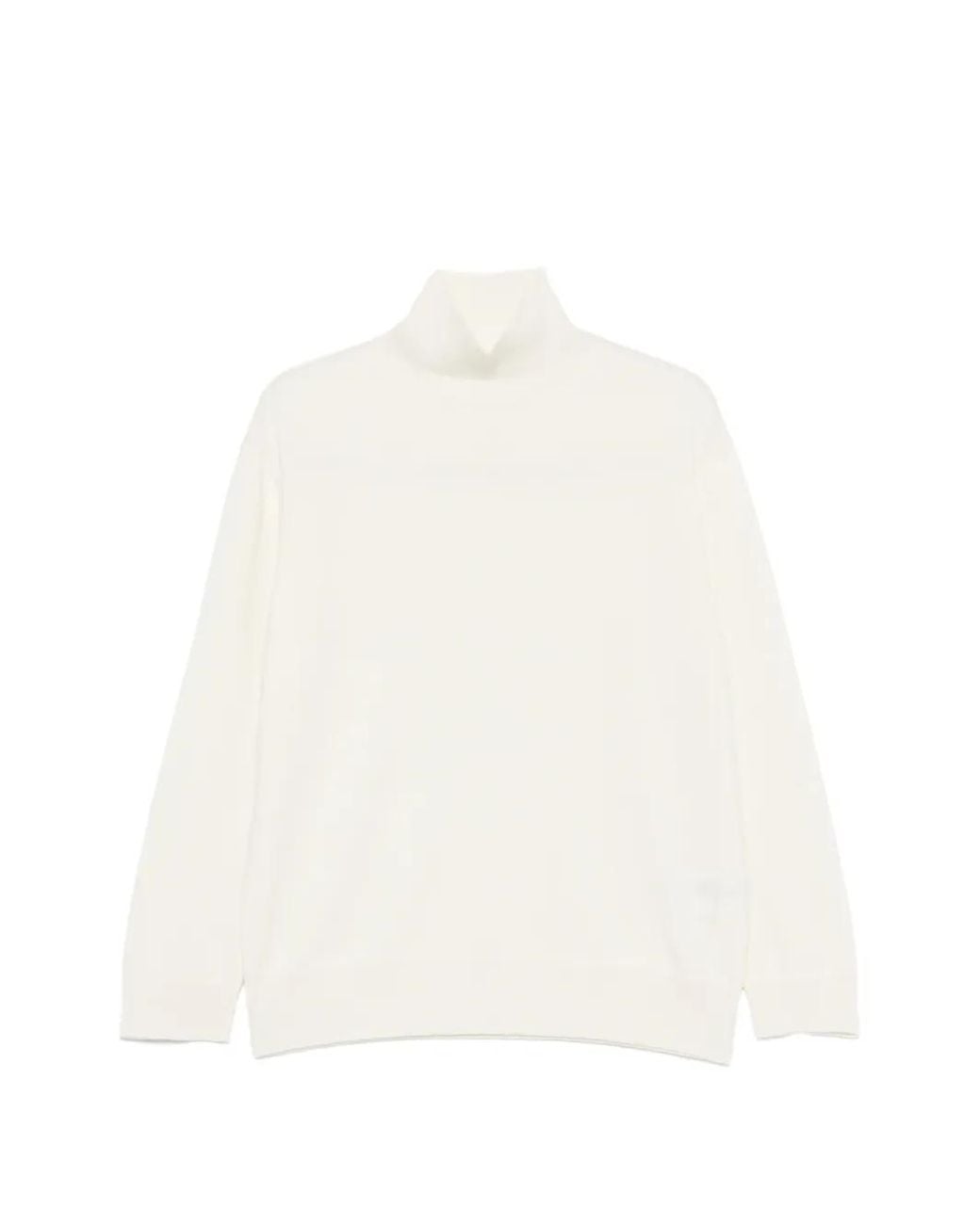 Malo White High-Neck Long-Sleeve Sweater