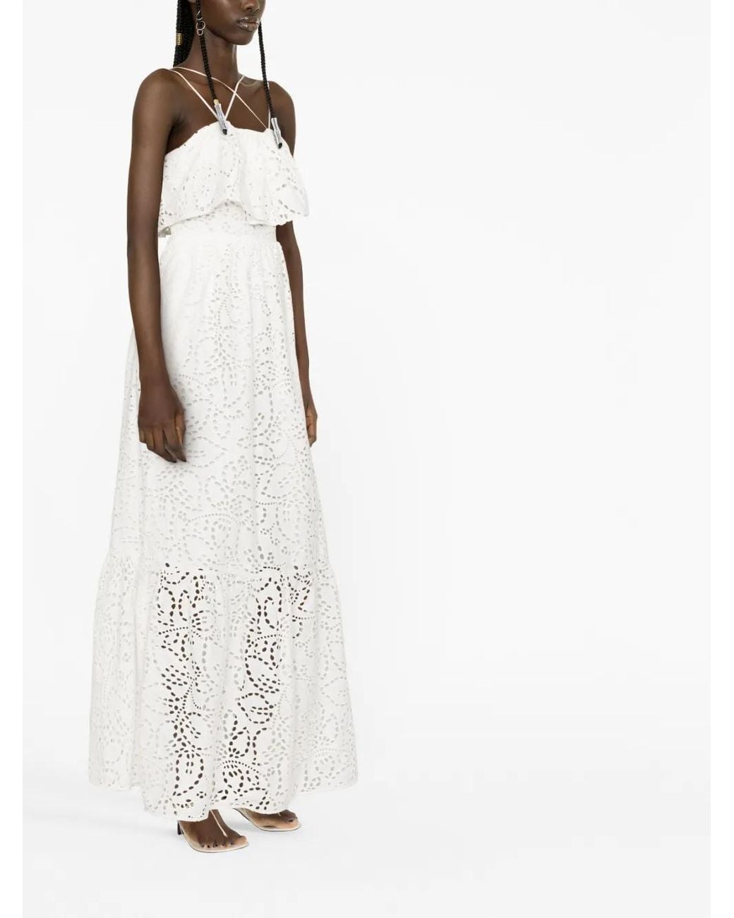 Self-Portrait White Broderie Maxi Dress